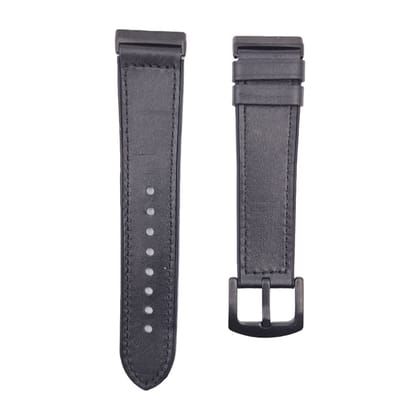 Valente Leather Watch Strap Compatible For Fitbit Versa 3, Versa 4 , Sense & Sense 2 only-Black