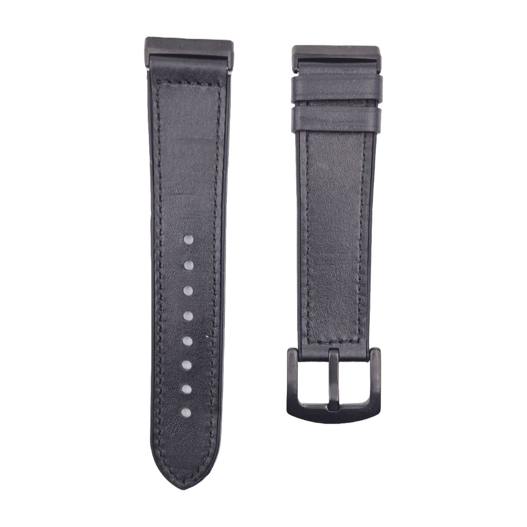 Valente Leather Watch Strap Compatible For Fitbit Versa 3, Versa 4 , Sense & Sense 2 only-Black