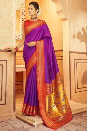 Purple Paithani Silk Saree
