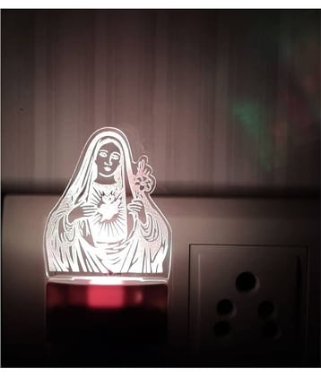 DIONA Night Lamp Mother Mary Christian Lord 3D Illusion Jesus Christ Cross