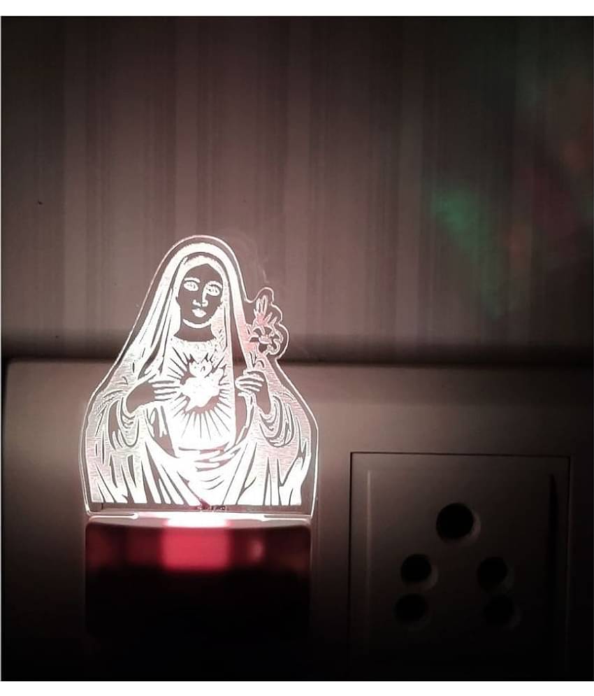 DIONA Night Lamp Mother Mary Christian Lord 3D Illusion Jesus Christ Cross