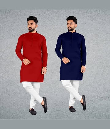 FRELURO Muticolor Cotton Blend Men's Regular Kurta ( Pack of 2 )