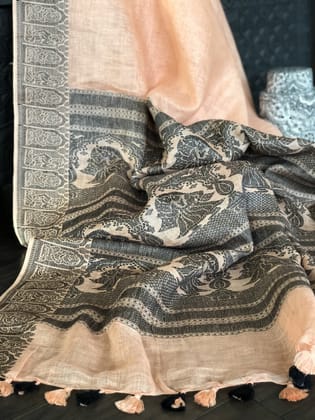 AWESOME COLLECTION LINEN PRINTED SAREE 1370