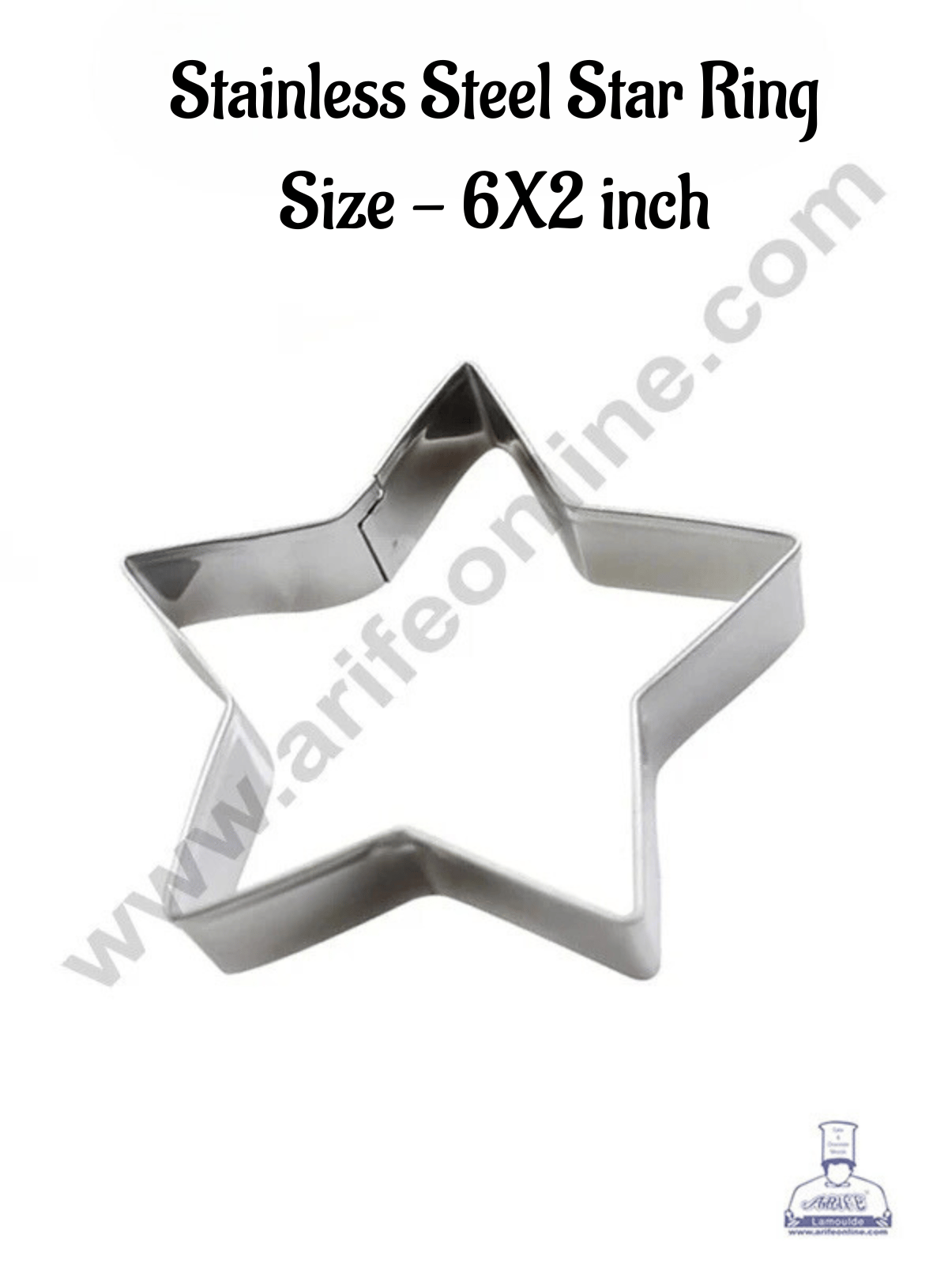 CAKE DECOR™ Star Cake Ring and Burger Ring Stainless Steel Heavy Rig (6 inch Diameter X 2 inch Height ) - 1 pc Pack