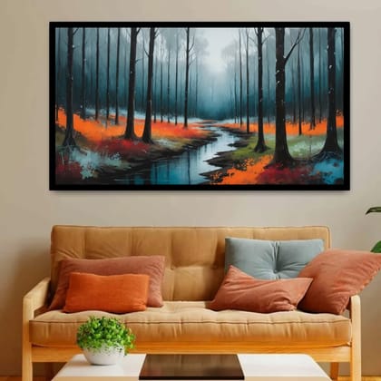Luminary Elegant Nature Painting – Minimalist Art Design for Wall Décor | Frame Size (127 X 69 Cm) | Frame Type (Black) | 5-Year Warranty