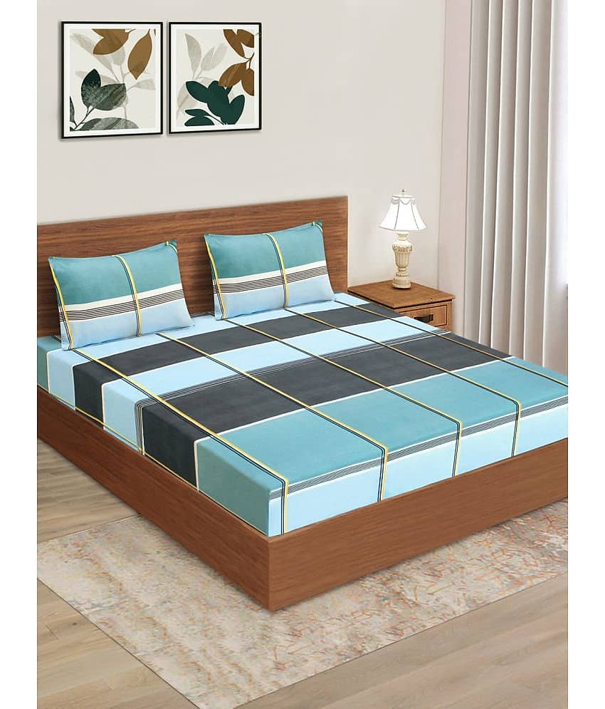 Home Candy Microfiber Double Bedsheet ( Blue )