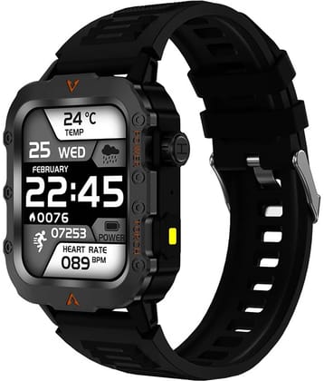 SKYRISE Sports Edition Smartwatch | Heart Rate | Steps | Wireless Charging Smartwatch (Black Strap, 1.73 Inch Big Sunlight Proof Display)