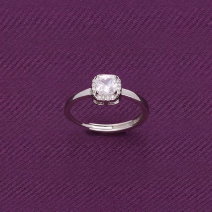 Serenity Solitaire Silver Ring-White Stone / Silver / 7