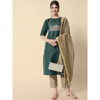 SVB Green Embroideried Kurta Set