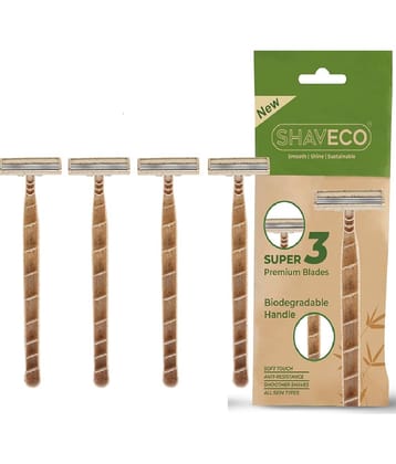 SHAVECO Mens Adjustable Disposable 3 Blades Razor ( Pack of 4 )