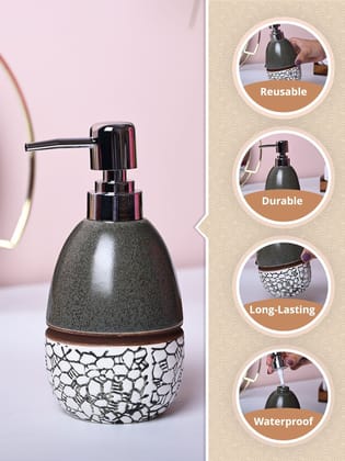 Coastal Blue & White Ceramic Soap Dispenser