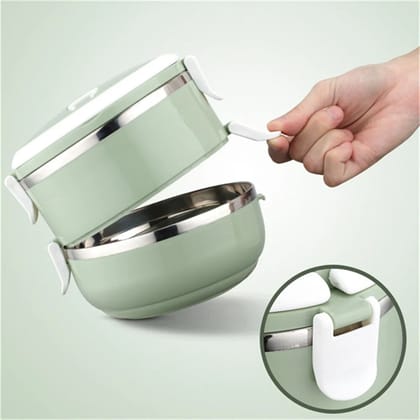 2 Layer Stainless Steel Hot Lunch Box (Random Color)