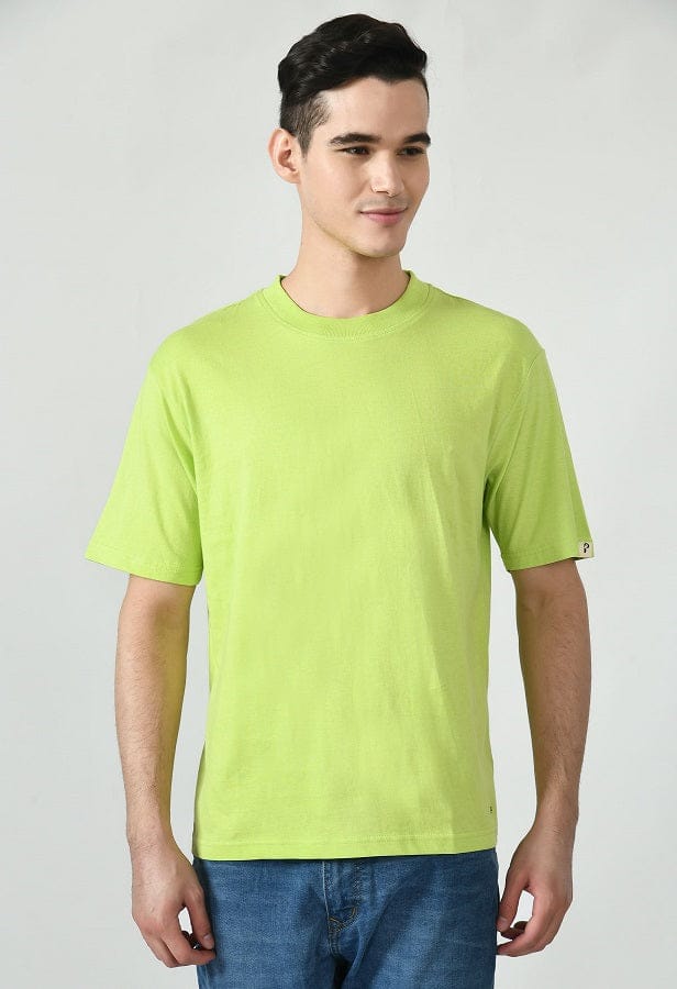 Drop Shoulder Crew Neck Tee High Rib Collar - Made in BCI Cotton Large / Peach