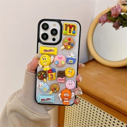 3D Chocolate M&Ms Candy iPhone Transparent Silicone Bumper Case-iPhone 14 Plus / iPhone 15 Plus