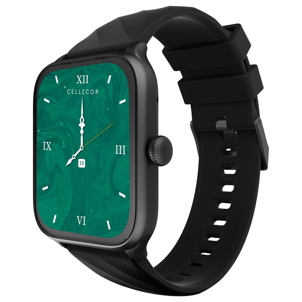 CELLECOR E1 Flex 1.83" (46.48mm) HD Display Smart Watch, 500 Nits, 60Hz Refresh Rate, Bluetooth Calling, AI generated Watch Faces, 100+ Sports Modes, Health Suite, Voice Assistance (Black)