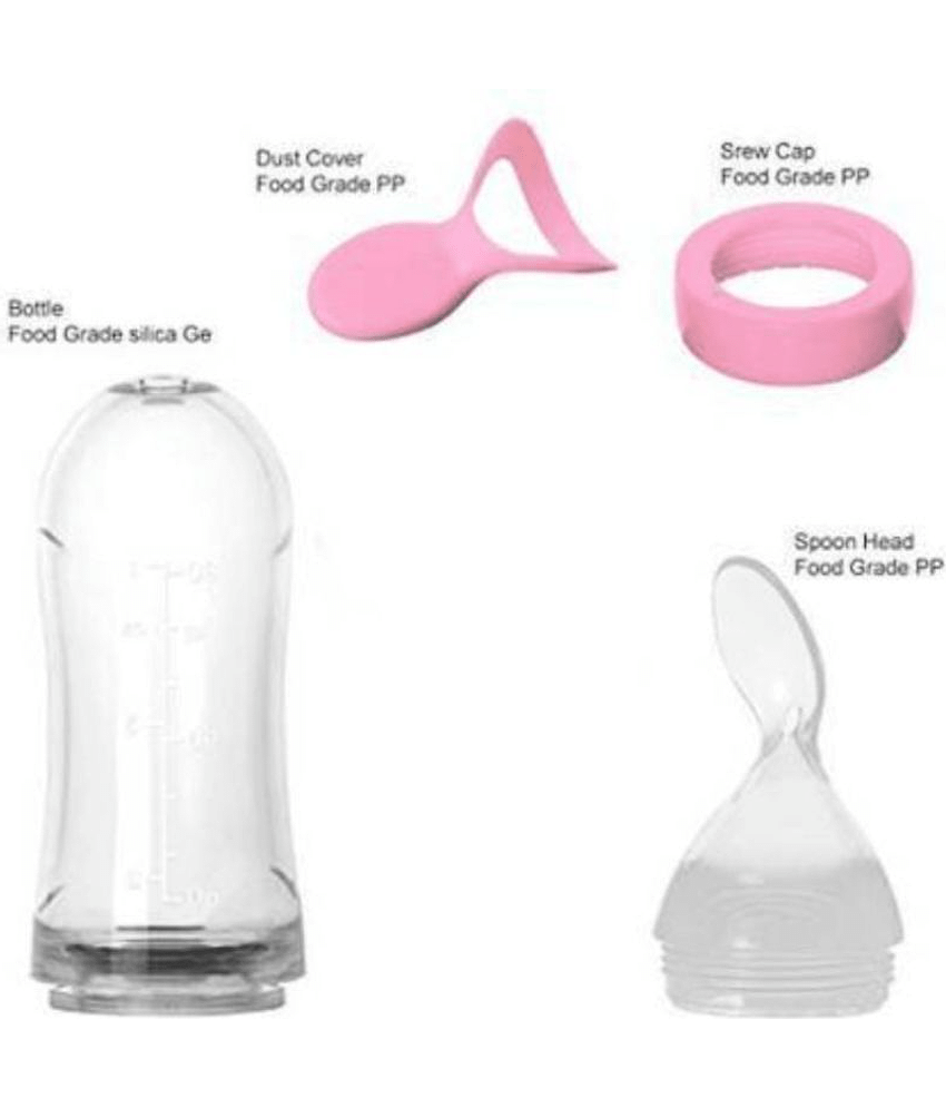 CHILD CHIC BPA Squeeze Style Bottle Feeder with Dispensing Spoon and Silicon Baby Finger Toothbrush , Baby Finger Brush (COMBO GIFT PACK)