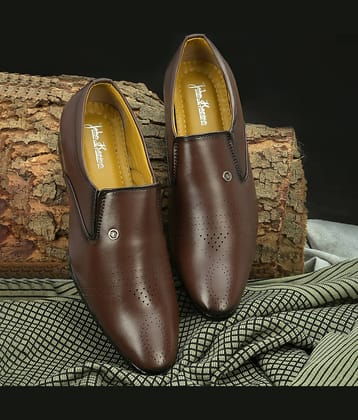 John Karsun Brown Men's Slip On Formal Shoes
