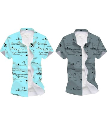 Blue dove Elastane Regular Fit Printed Half Sleeves Men's Casual Shirt - Grey ( Pack of 2 )