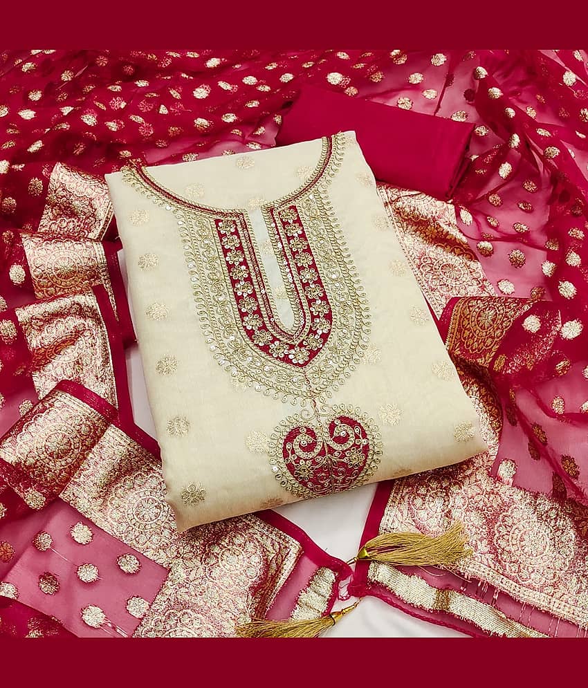 Rangtulika Ethnics Women's Shimmer Unstitched Salwar Suit