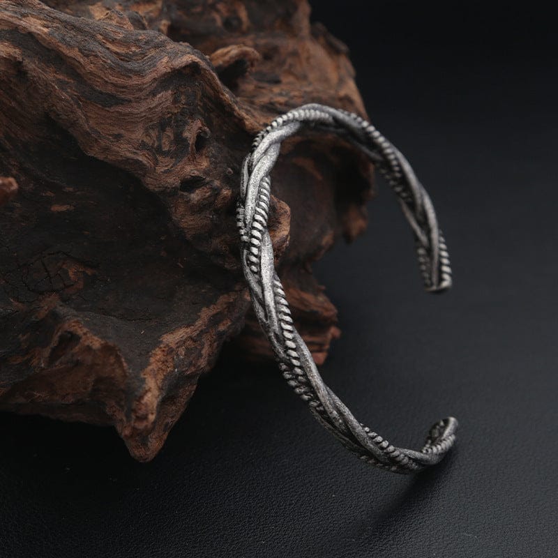 Twisted Rope Oxidized Silver Vintage Cuff Kada Bracelet For Women