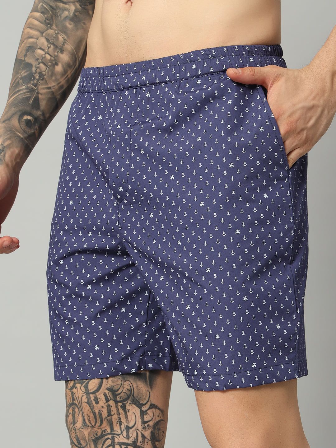 OWO THE LABEL Men’s Organic Cotton Boxer Shorts – Comfort and Style in Blue-S