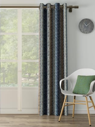 DDECOR - 100% PolyesterStripes And Checks PatternLarge Door 9 Ft|135 CM X 260 CM| - Blue