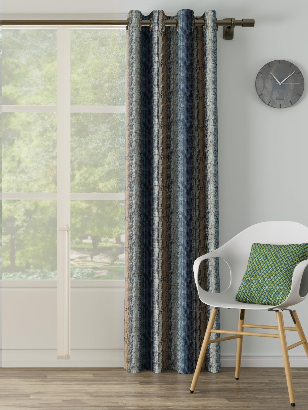 DDECOR - 100% PolyesterStripes And Checks PatternLarge Door 9 Ft|135 CM X 260 CM| - Blue