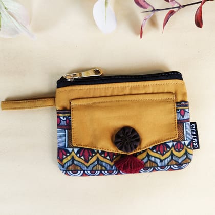 Front Flap Mini Wallet - Mustard Madhubani