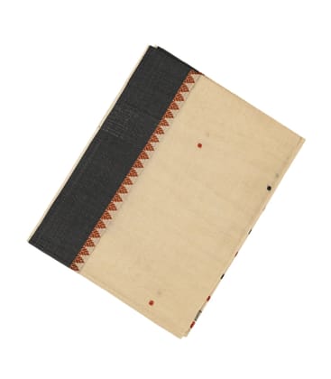 Taupe Handloom Bengal Cotton Saree With Coin Buttas & Black Border-Taupe