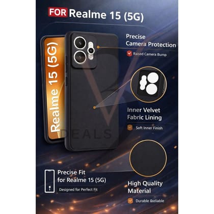 V3Deals Silicone Sand Blast Back Cover Compatible for Realme 15 5G, Raised Camera Bump Protection, Slim Lightweight Design with Velvet Fabric Lining | Silicone Shockproof | Matte Grip Case