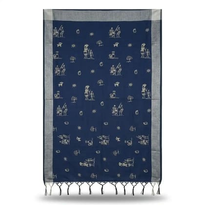 Sambalpuri Indigo Folk Heritage Handloom Saree