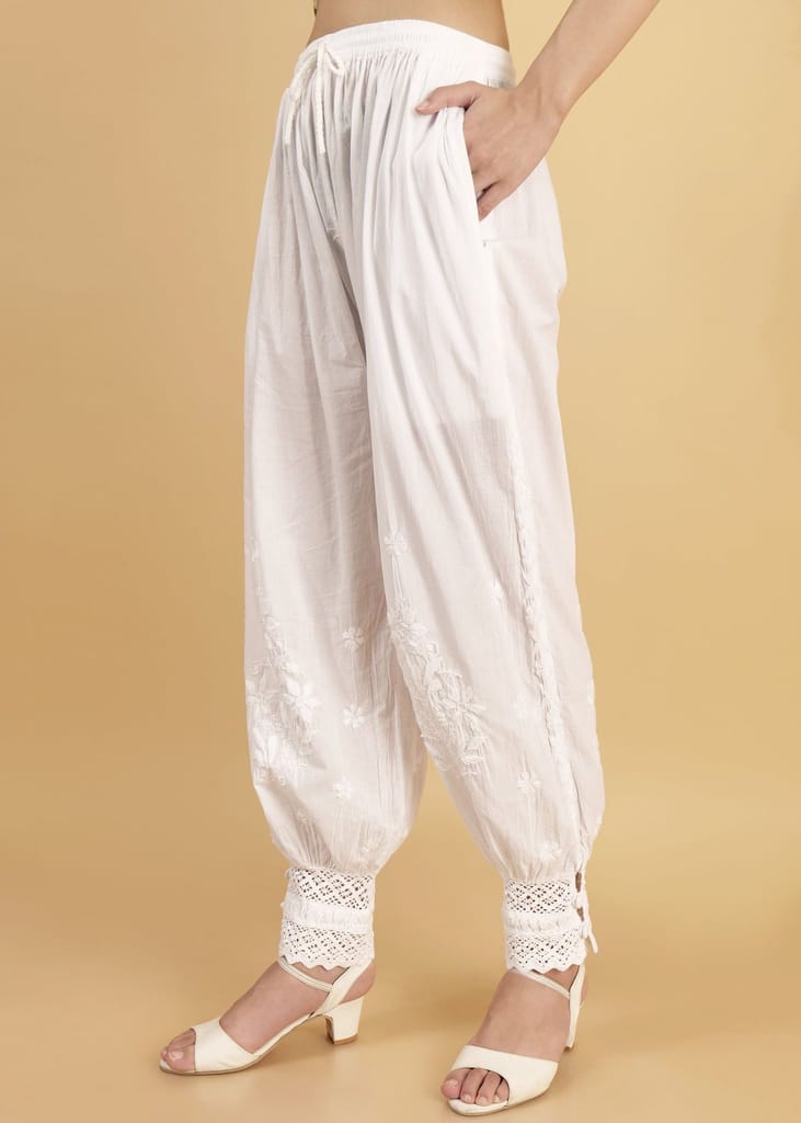 Hand Embroidered Lucknow Chikankari Cotton Afgani Salwar