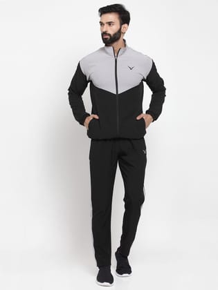 Invincible Men’s Light Weight Lounge Tracksuit-Black_Grey / S