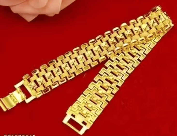 Men Bracelet Gold | Golden Bracelet For Men / Boys Gold-Plated Mens Bracelet | Mens Golden Bracelet | Golden Brass Bracelet
