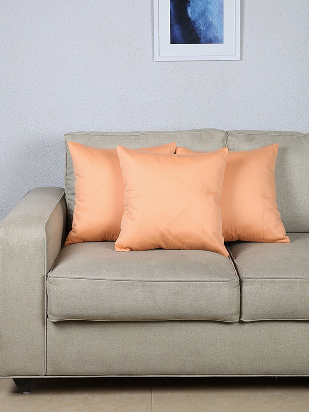 Khubaani - Set Of 3 Cushion Covers (Peach) - Medium