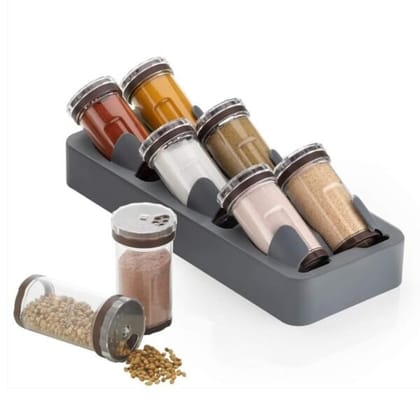 NON-SKID 3 SLANTED TIER HANGING 6 JARS SPICE RACK