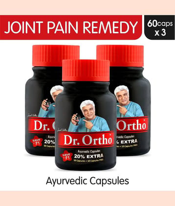 Dr Ortho Joint Pain Relief Capsules 60Caps, Pack of 3 (Ayurvedic Medicine Helpful In Joint Pain, Back Pain, Knee Pain, Neck Pain) - Ayurvedic Capsules