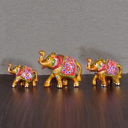 DreamKraft Paper Showpiece Elephant Standard Yellow, 3 Pieces