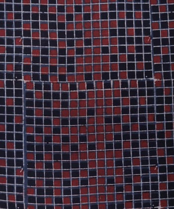 Red black natural dye hand block printed mosaic pattern cotton fabric