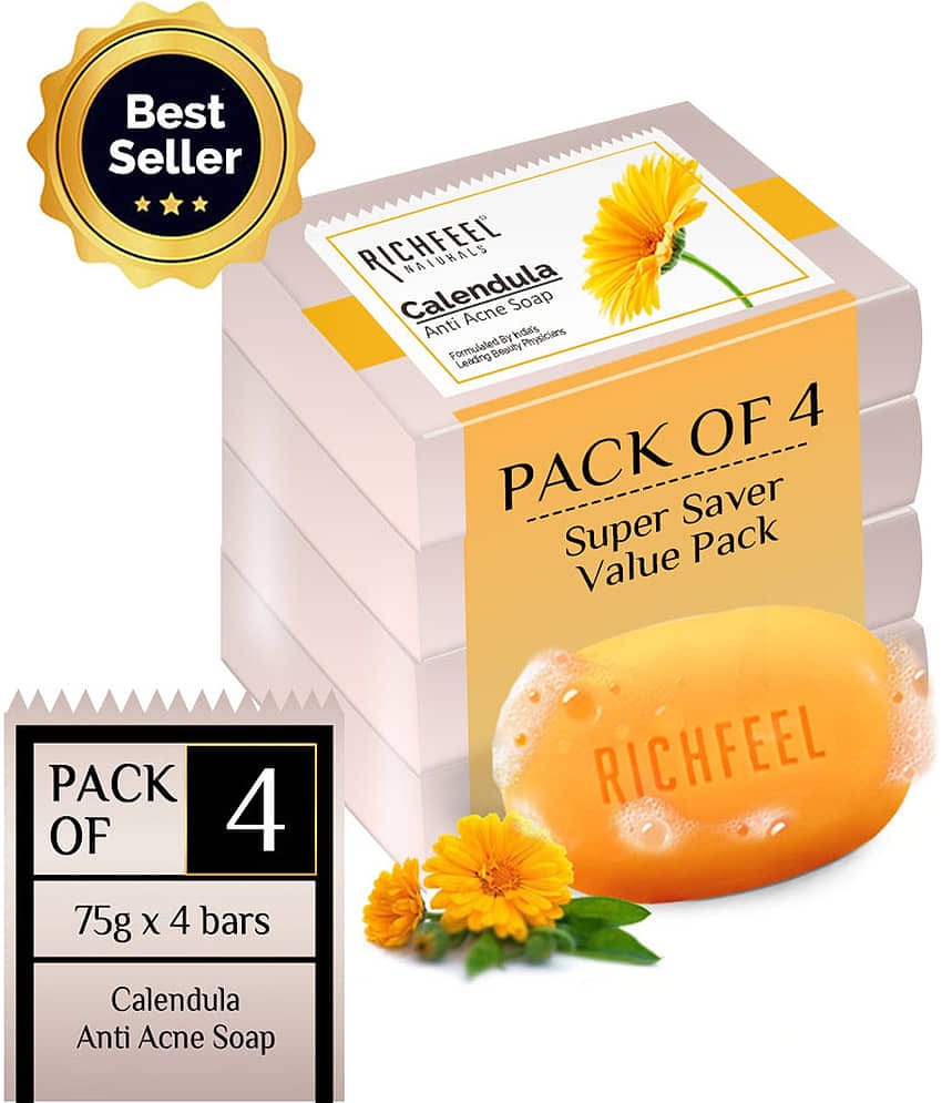 Richfeel Antibacterial Calendula Soap for All Skin Type ( Pack of 4 )