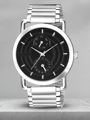 Black 3D Embossed Stainless Steel Analog Watch for Men LR120