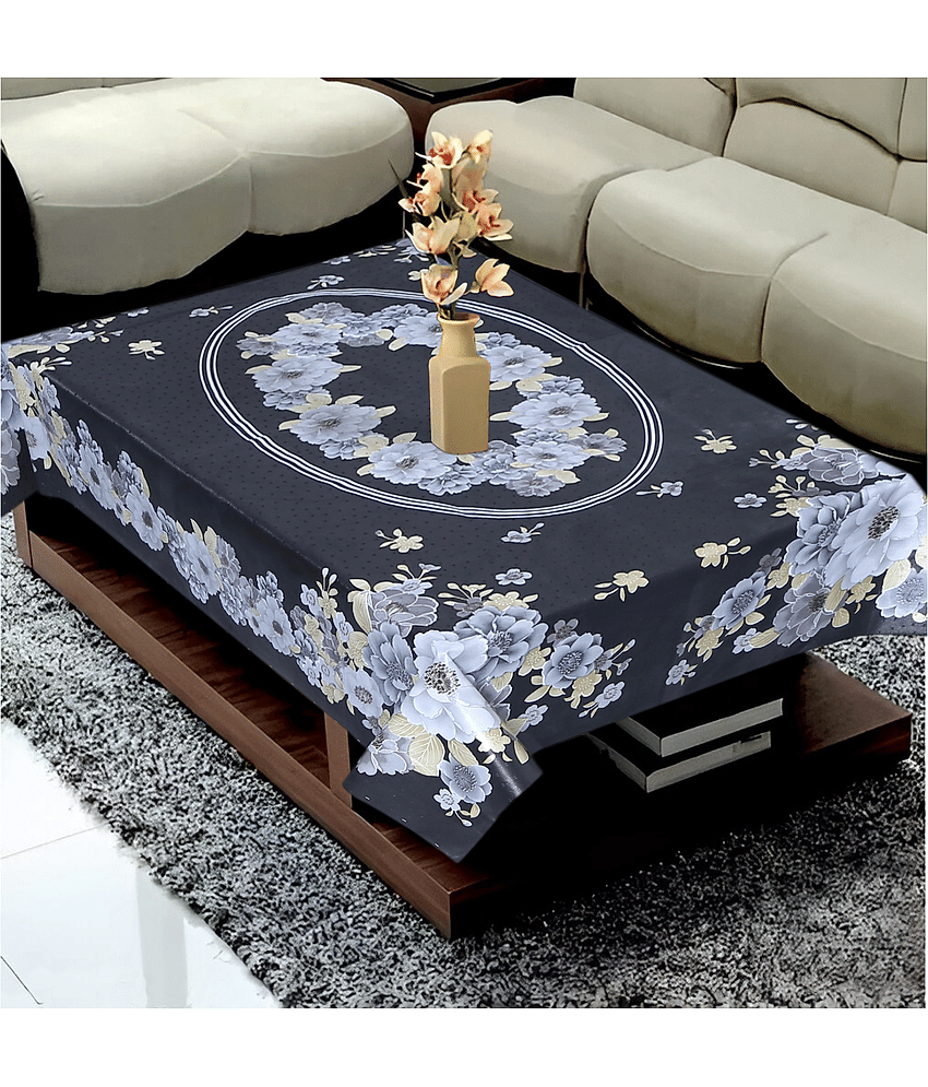 Crosmo Printed PVC 4 Seater Rectangle Table Cover ( 154 x 102 ) cm Pack of 1 Black