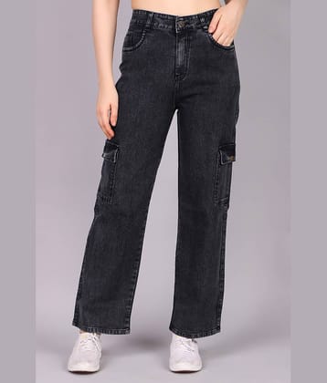 Kashian Women's Cargos High-Rise Jeans ( Black )