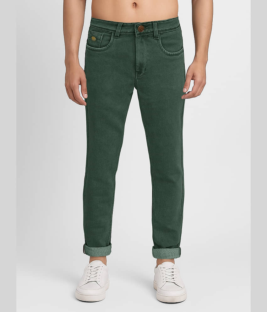 plounge Slim Fit Clean Look Men's Jeans - Green ( Pack of 1 )