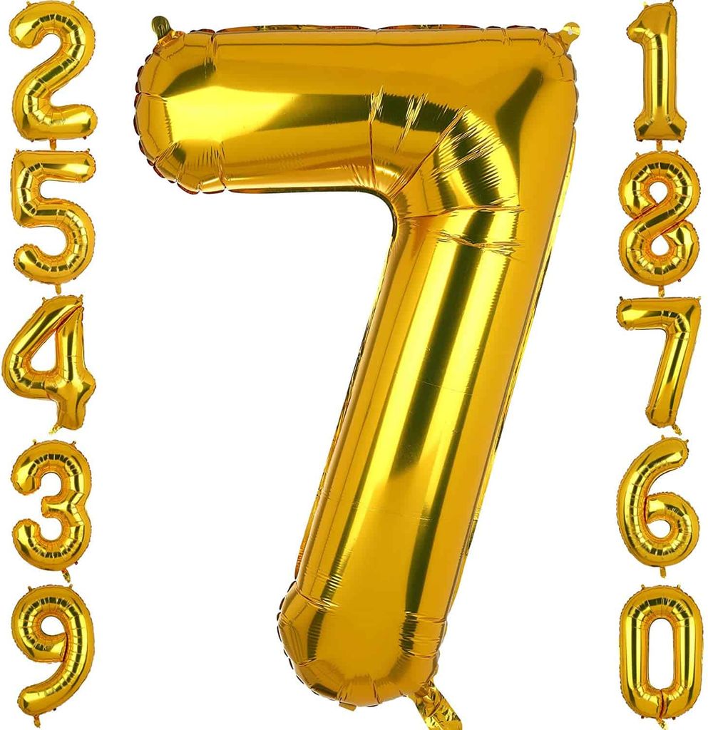 Number 7 Golden Foil Balloon - Helium Quality - 40 inches - 1PC - Party and Festive Needs | Buy online on ZillyBuy