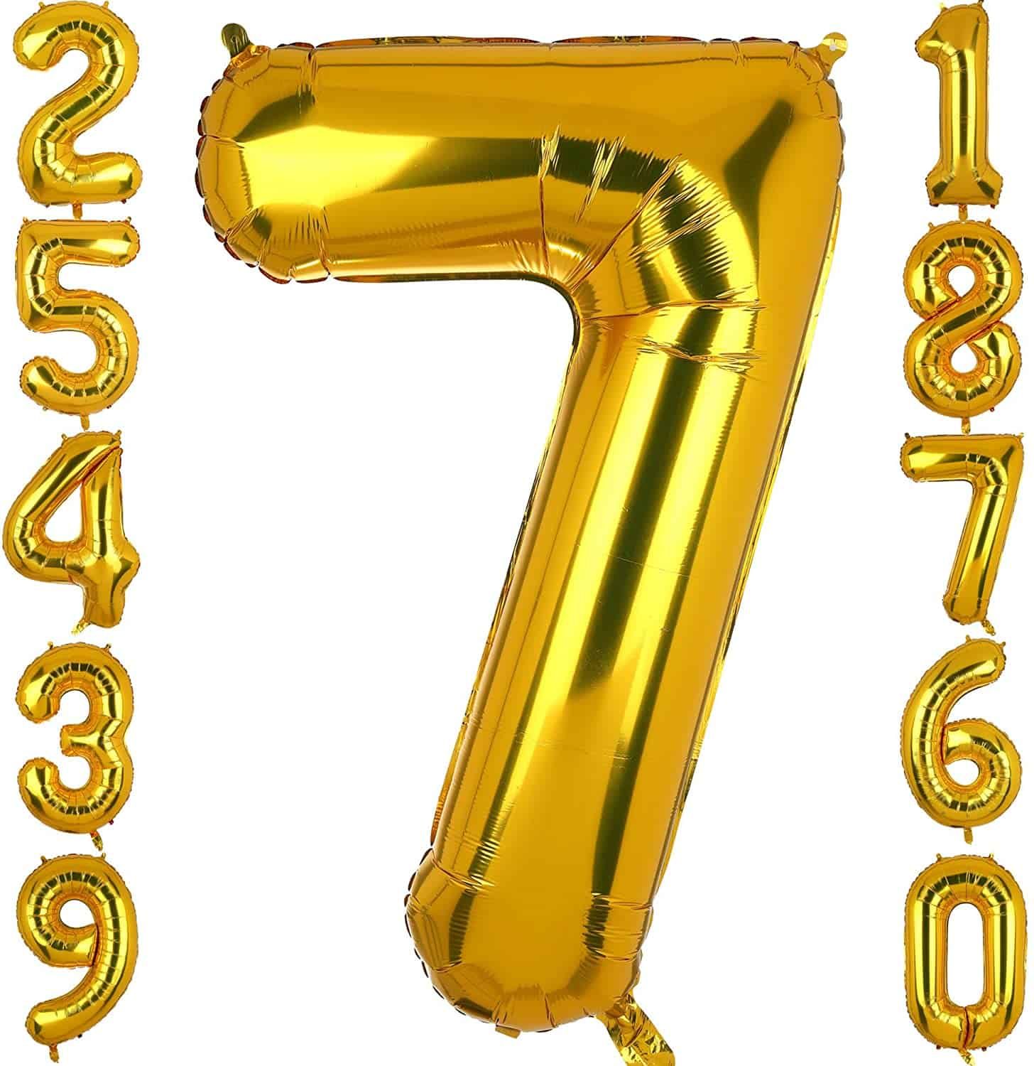 Number 7 Golden Foil Balloon - Helium Quality - 40 inches - 1PC