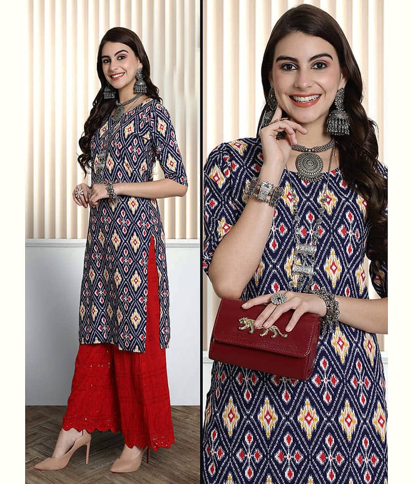 Ethnic Basket Pack of 1 Crepe Printed Nayra Women's Kurti - ( Black )