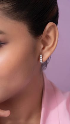 Heera Silver Hoop Earrings for Women White Gold-White Gold