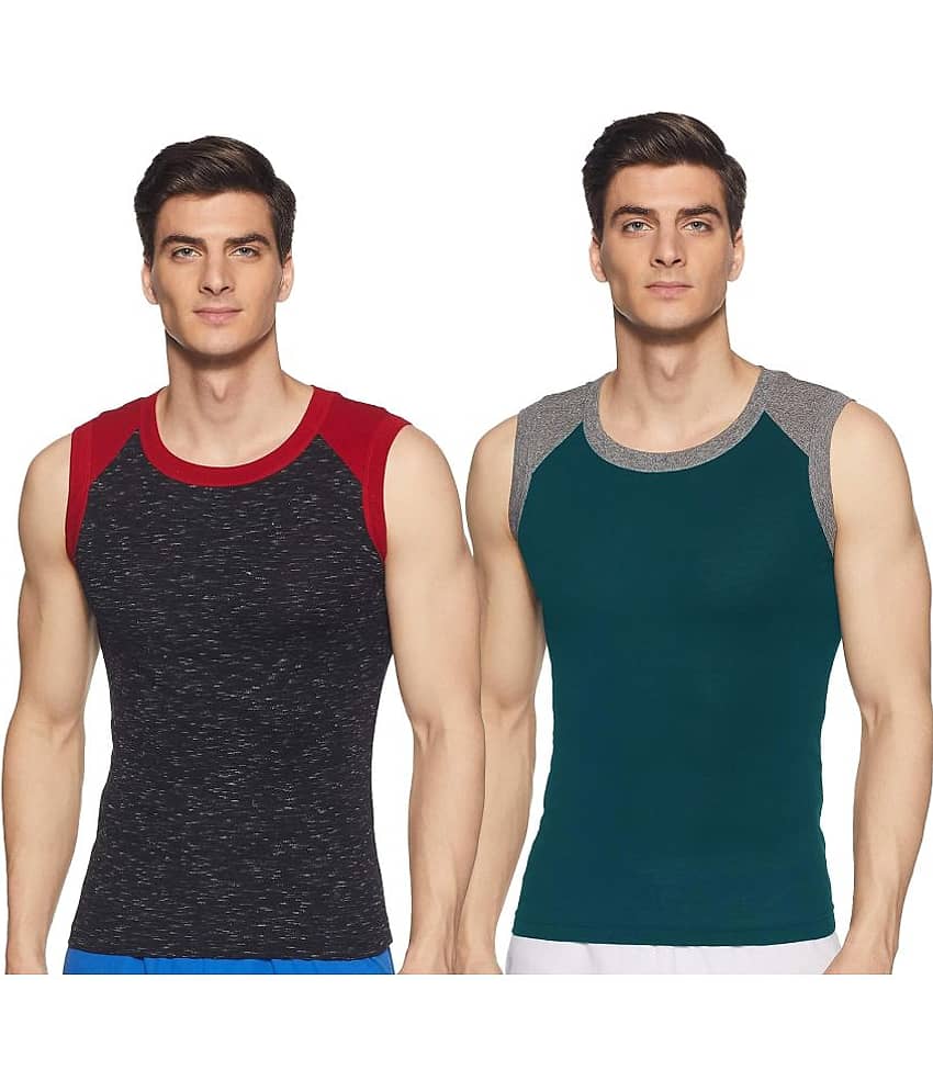 SPORTO Multicolor Cotton Men's Vest ( Pack of 2 )