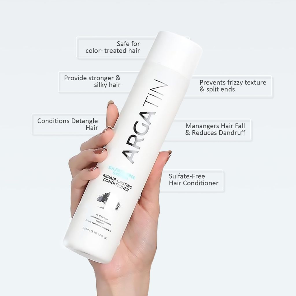 Argatin Keratin Treated Repair Lasting Sulphate Free Conditioner For Dry And Damaged Hair | Daily Use (Conditioner 300Ml)